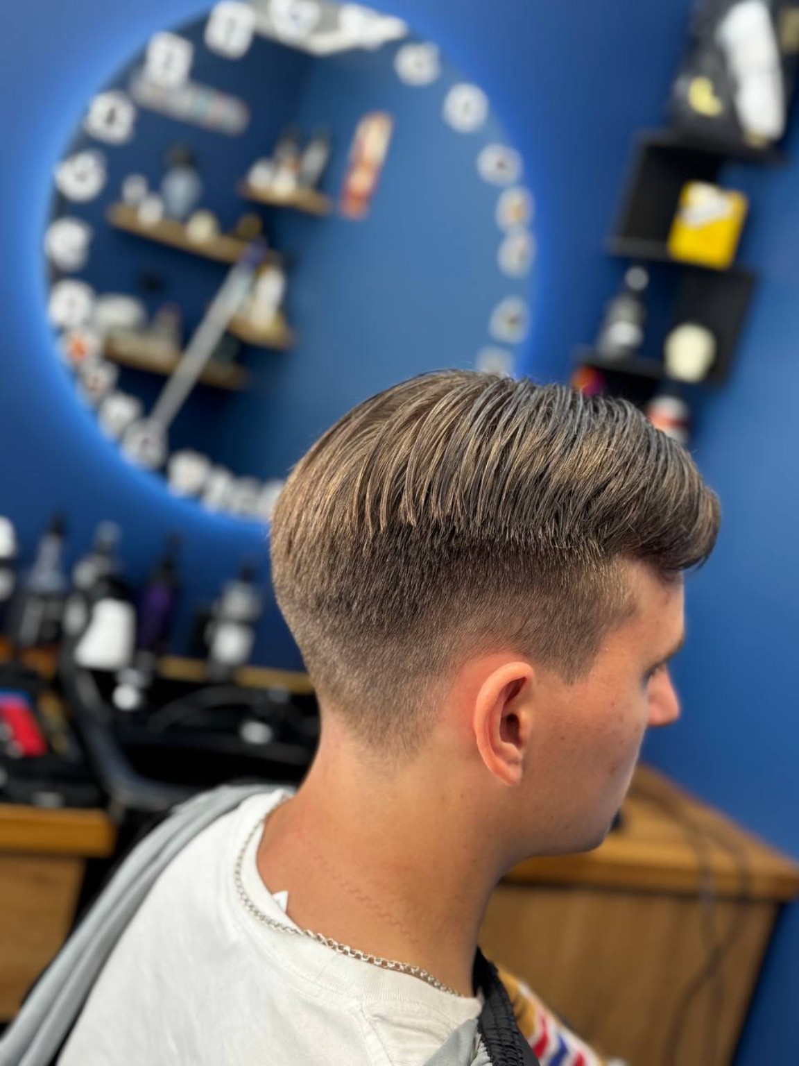 Clean blended haircut after the service