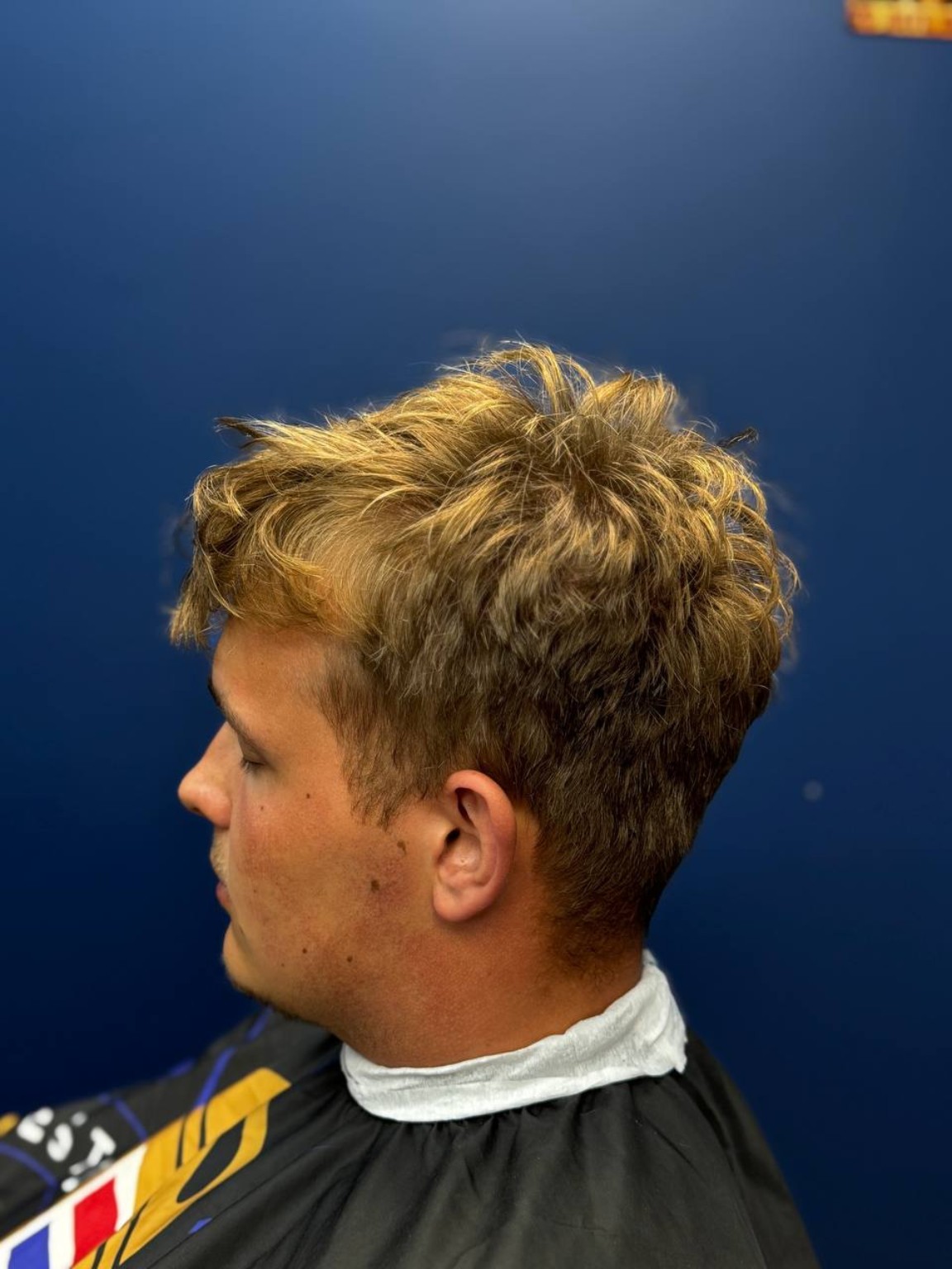 Long tousled blond hair before the haircut