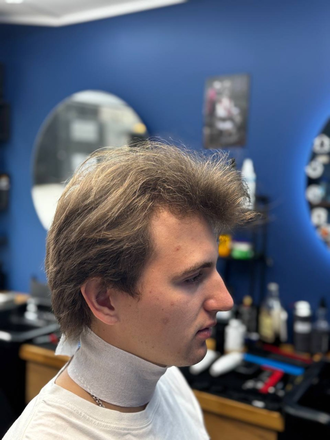 Long layered hair before the haircut