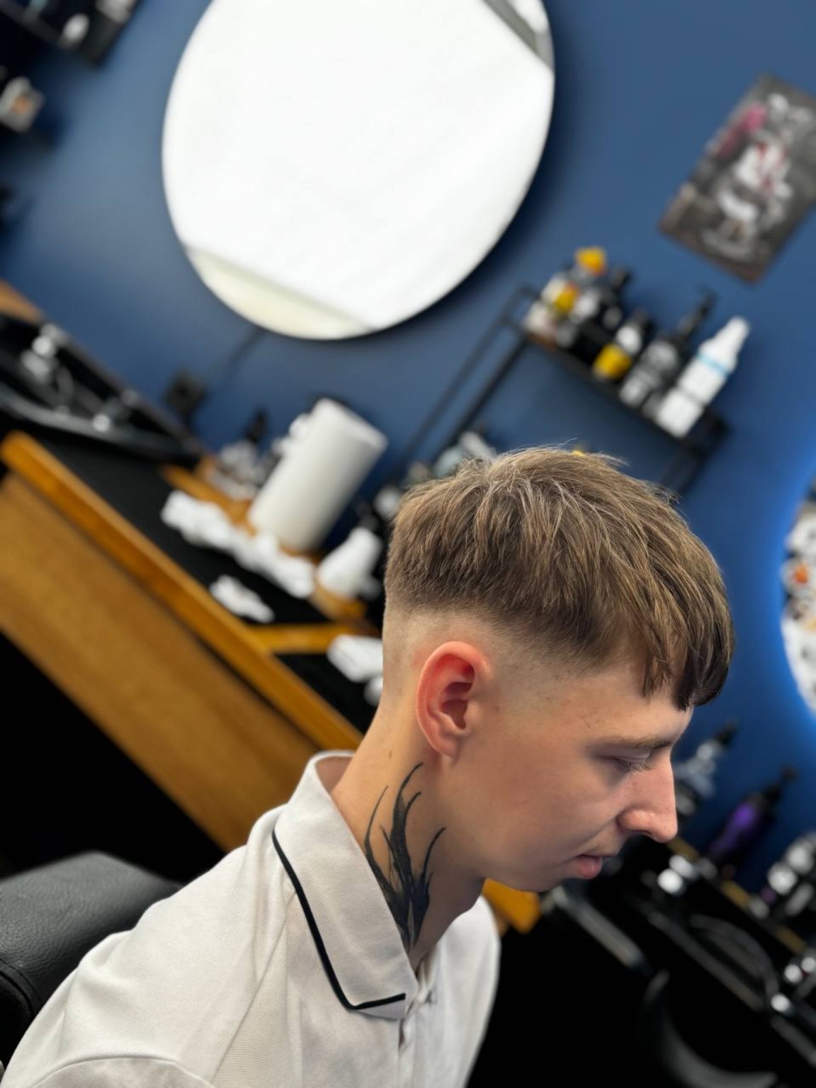 Modern crop and fade after the haircut